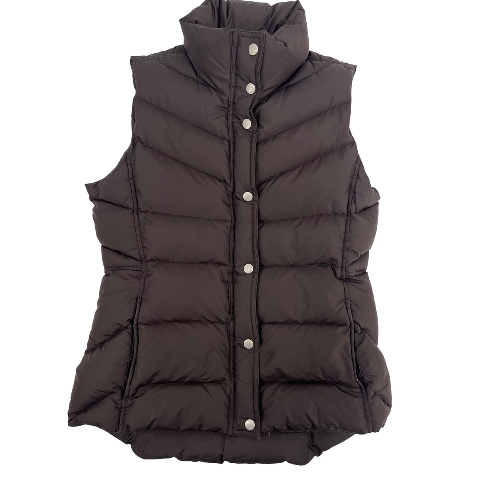J.Crew Womens Brown‎ Chevron Down Puffer Vest Stand Collar Snap Front 79405 S